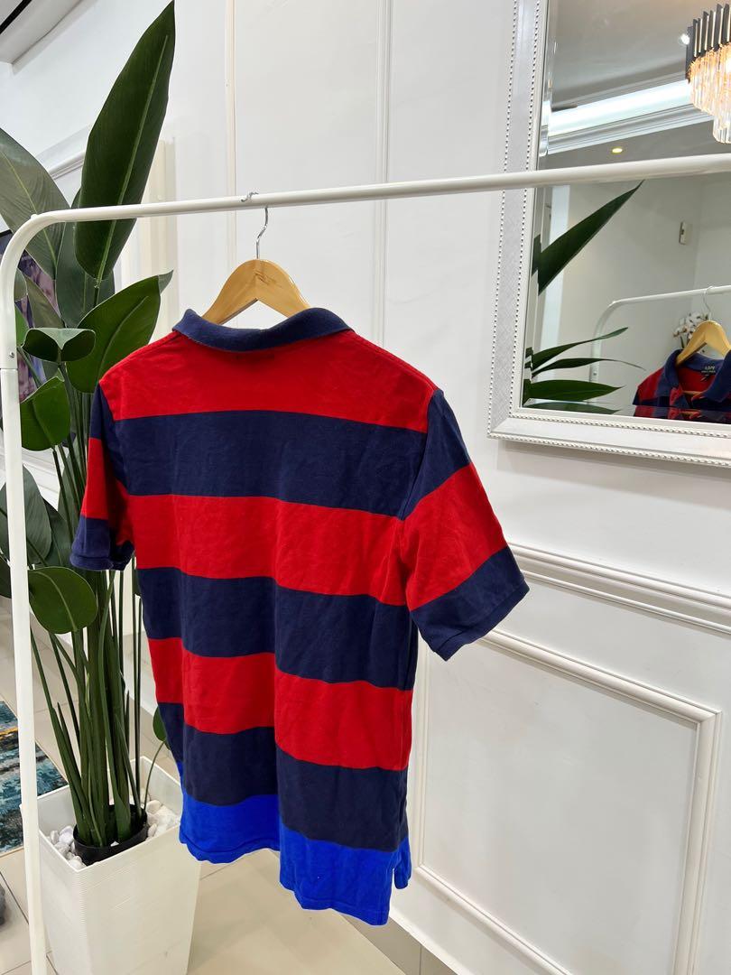 Striped cotton on sale mesh polo shirt