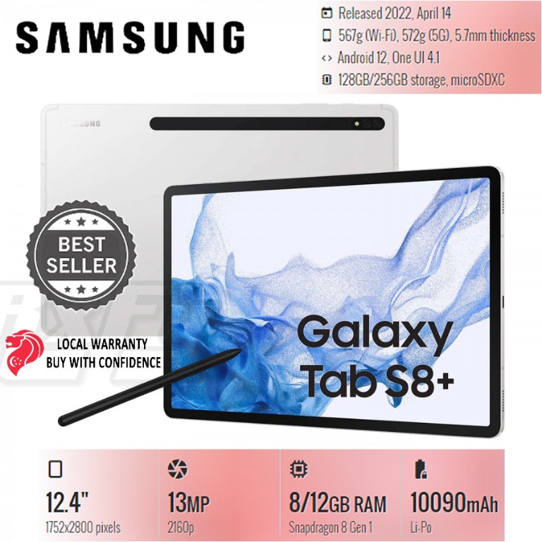 Samsung Galaxy Tab s8+ wifi Android Tablet s pen ereader notebook dex