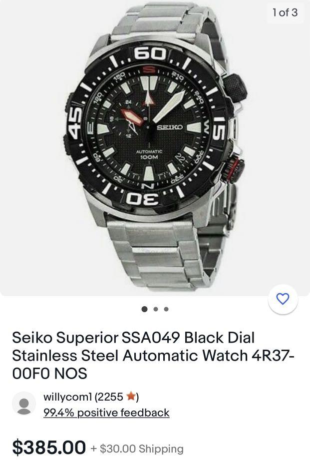 Seiko SSA049 4R37 00F0 Black dial automatic, Men's Fashion, Watches &  Accessories, Watches on Carousell