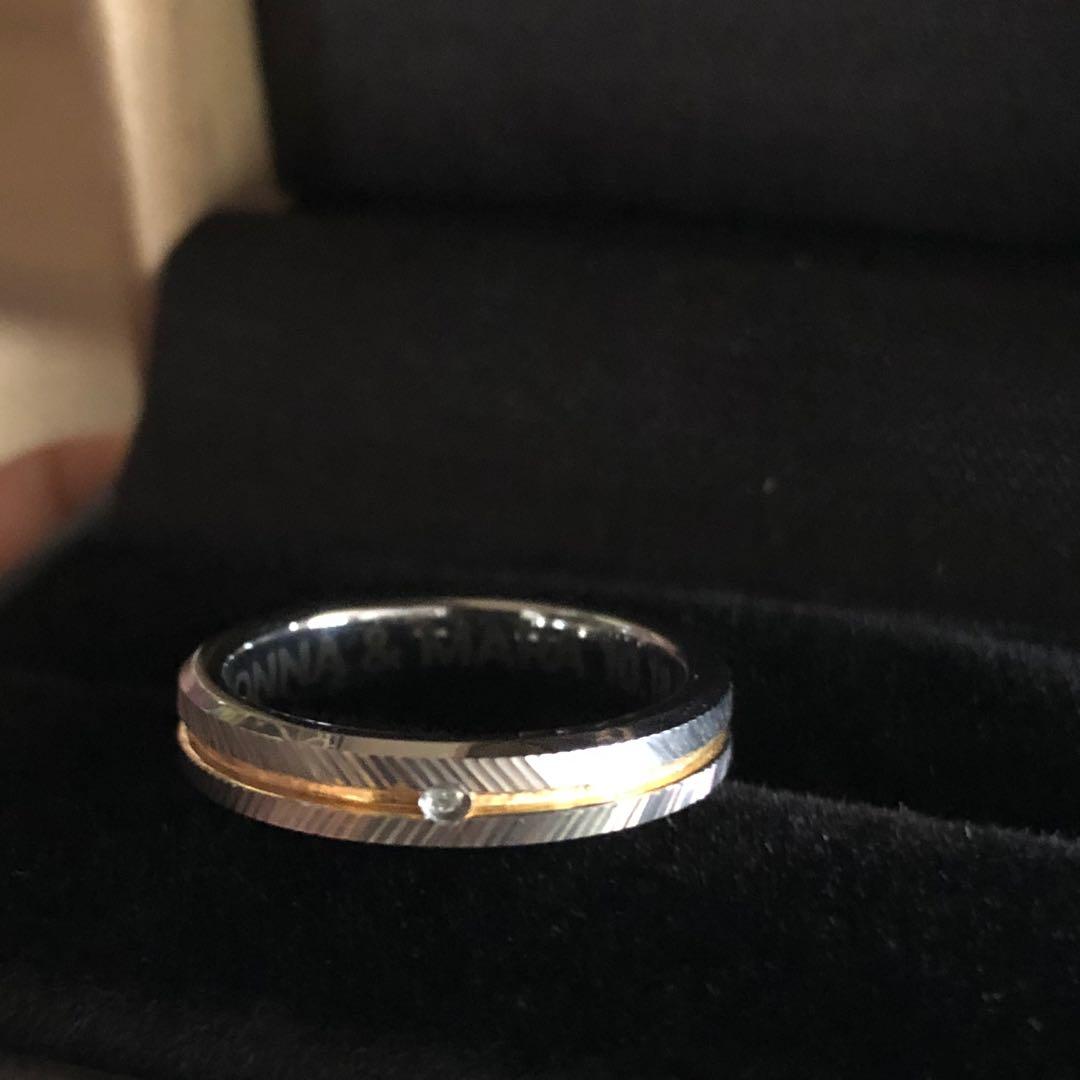 Silverworks Tungsten Ring with Small Diamond Women s Fashion