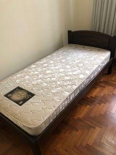 Single bed and mattress