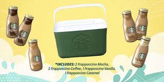Starbucks Green Cooler with 6 drinks