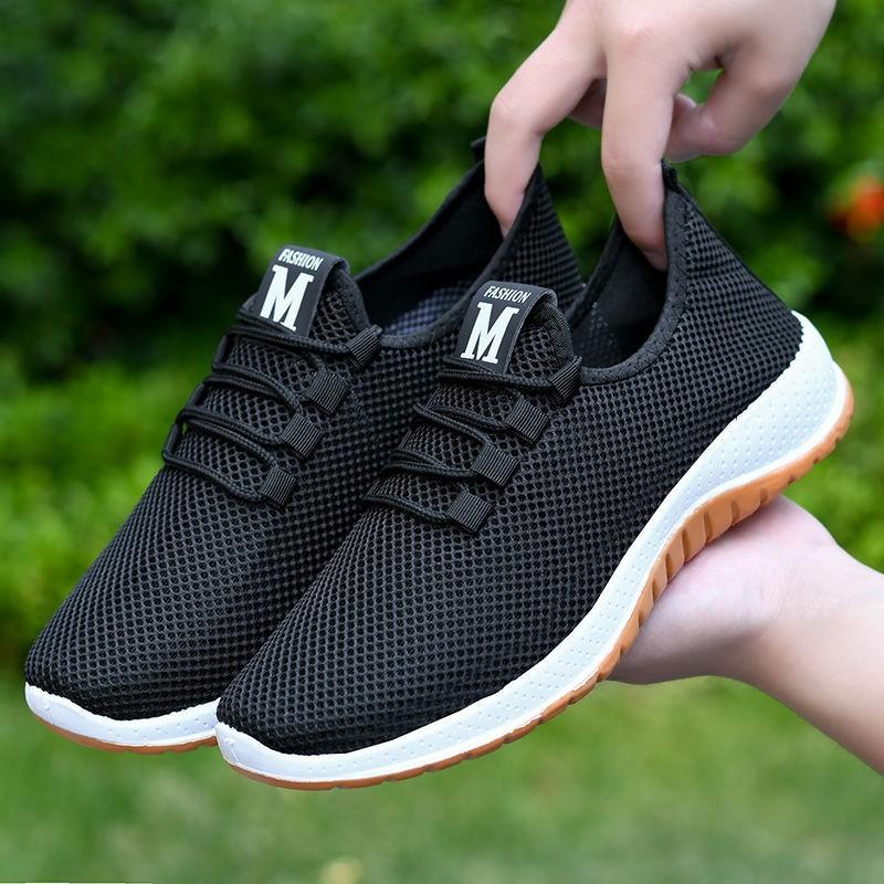 Summer thickened beef tendon bottom mesh shoes old Beijing cloth shoes men s middle aged and elderly walking shoes men s all match lightweight mesh