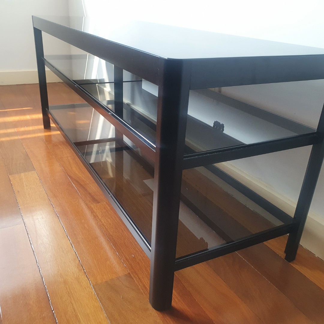 TV glass table Vittsjo (Ikea), Furniture & Home Living, Furniture, TV Consoles on Carousell