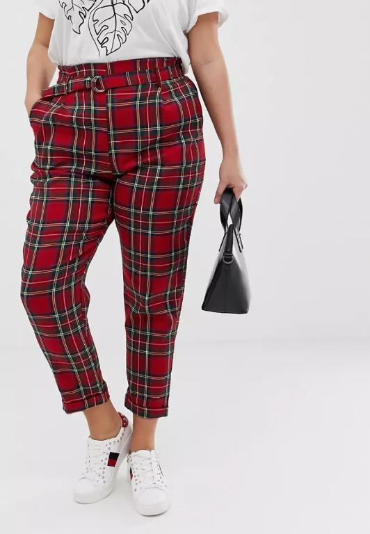 New look red best sale tartan trousers