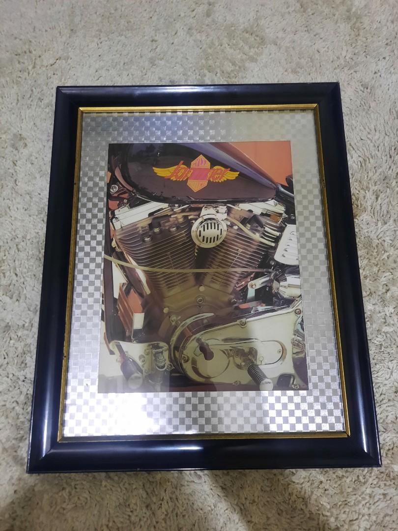 Vintage Japanese motorcycle frame (Category: Frames & Pictures) located in Taguig. Submitted by kwelaaa (Listing ID 1169519136, Image 1). Description: Beautiful frame Gold and checkered silver accent Height: 17 inches Width:13.5 inches.