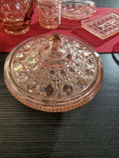Vintage Pink Indiana Glass Whitehall Fostoria Lidded Candy Dish