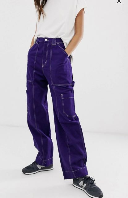 Weekday Pocket Detail Utility Trouser Cargo Pants in Purple