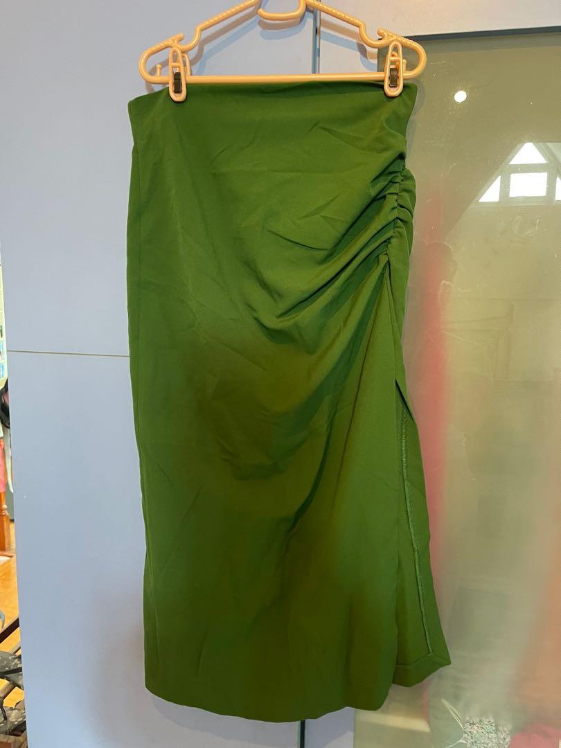 Zara Green Midi Skirt, Women's Fashion, Bottoms, Skirts on Carousell