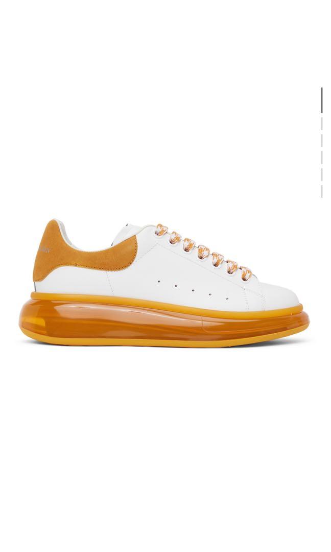 orange and white alexander mcqueen sneakers