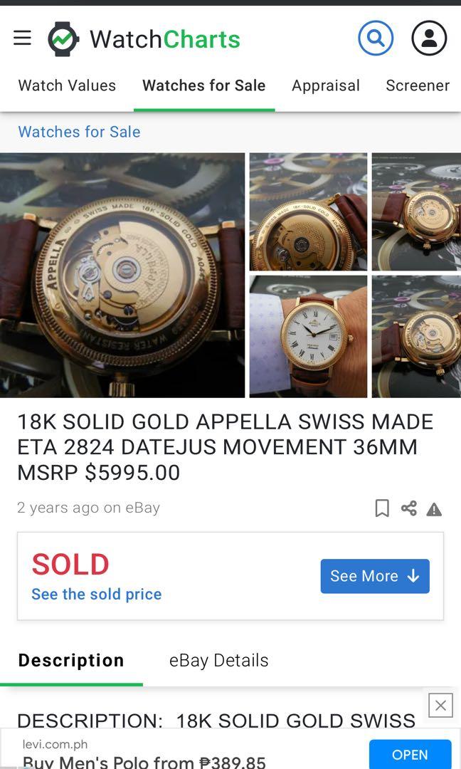 Appella 18k solid gold watch 2025 price