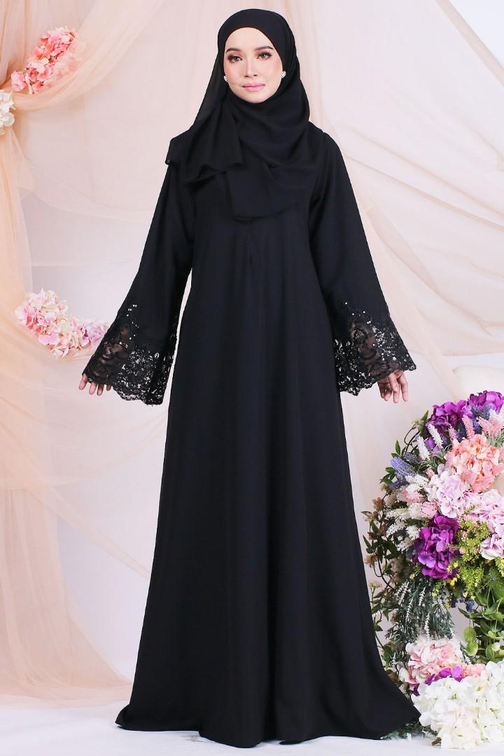 BLACK ABAYA EXCLUSIVE LACE JUBAH 5 sizes 2 lace designs
