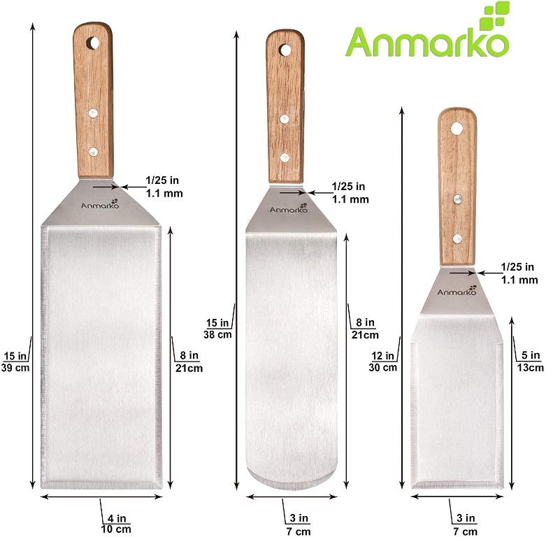 Anmarko Stainless Steel Metal Griddle Spatula - 4 x 8 in Hamburger Turner Scraper - Pancake Flipper - Great for BBQ Grill and Flat Top
