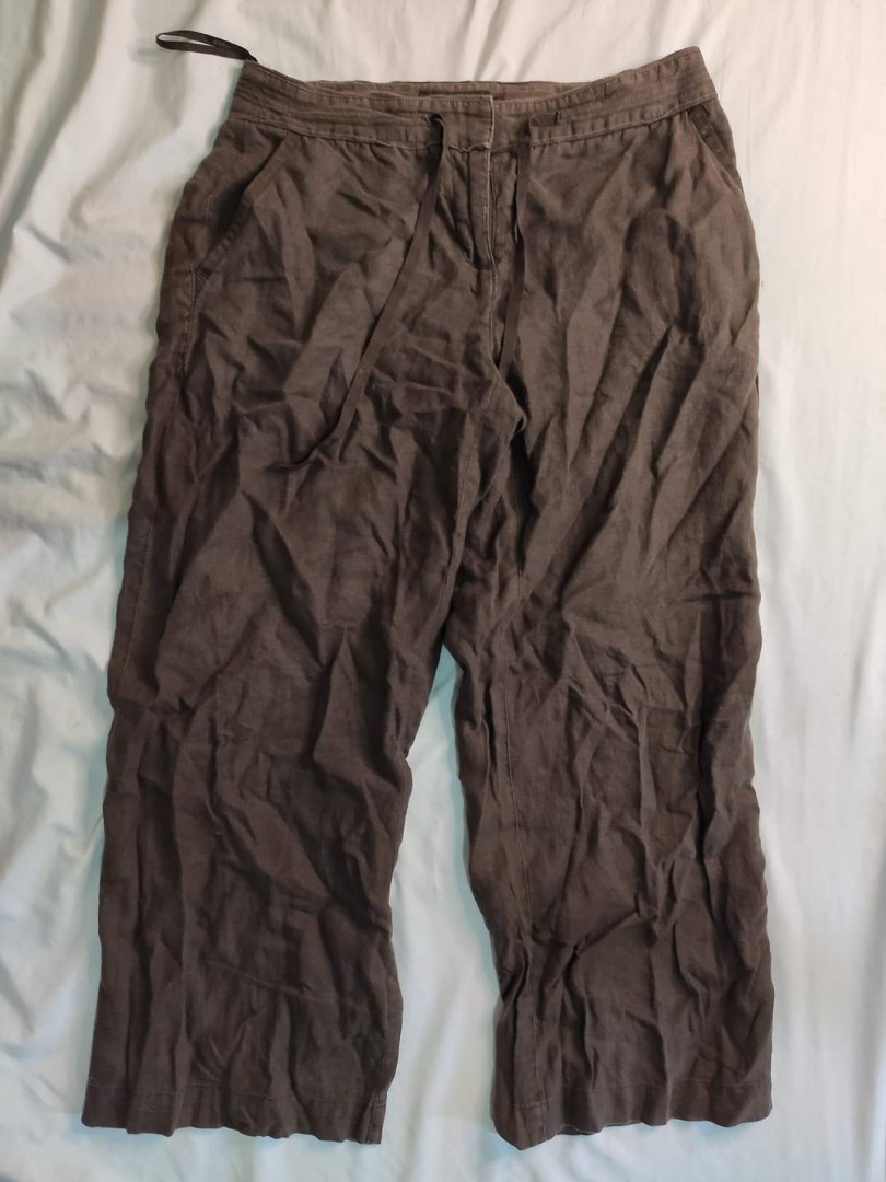 Brown thick linen pants / David 