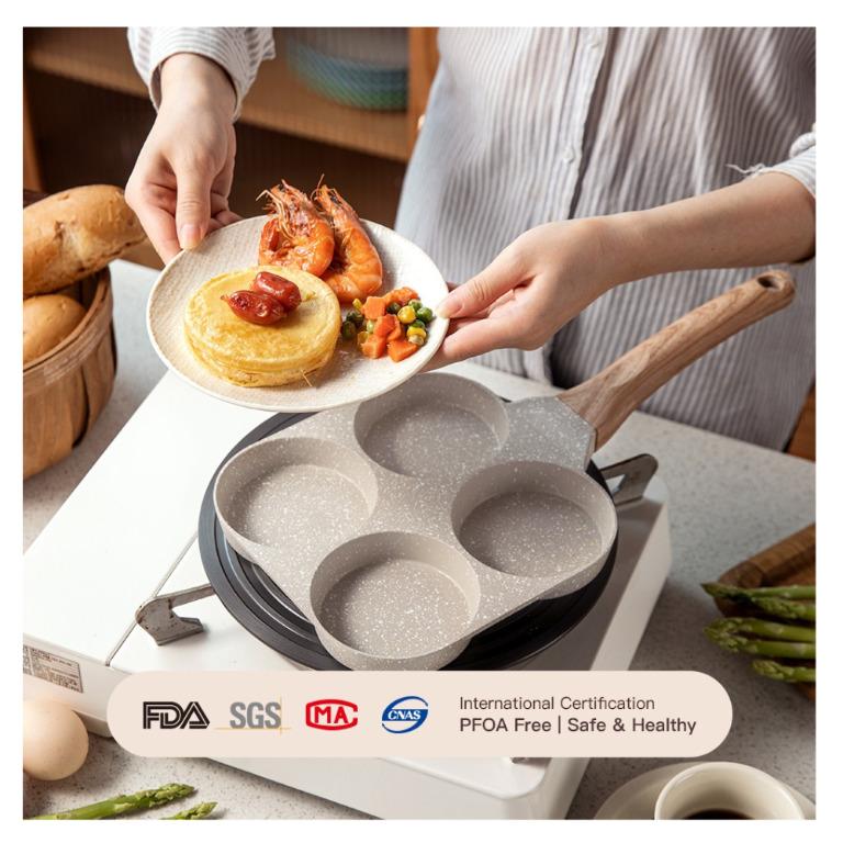 Carote Cosy Collection Non Stick 4 in 1 Burger/Egg Pan Japanese Style  Breakfast Pan PFOA Free Non-Stick Coating Multifunction Suitable for All  Stove