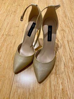 Champagne gold sparkly heels size 38