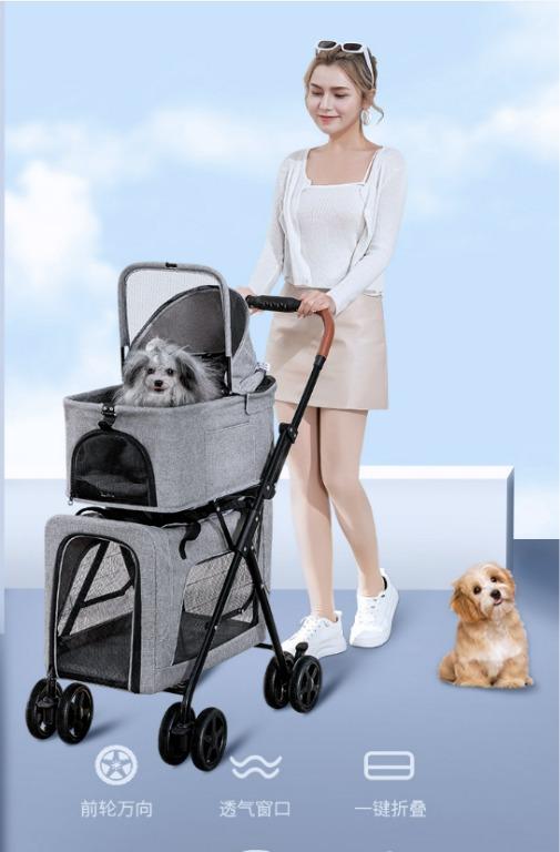 Detachable Dog Stroller Double-Layer Foldable Lightweight Double