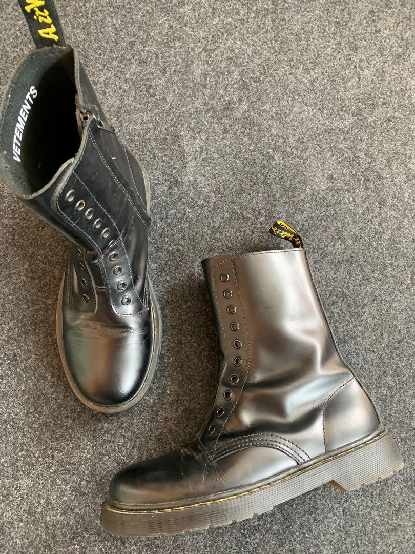 Dr Martens X Vetements Black Fesyen Pria Sepatu Sepatu Boot di