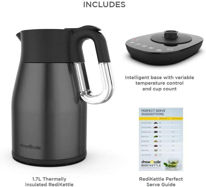 Drew Cole RediKettle Variable Temperature Kettle Thermal Digital 1.7 Litre Charcoal TV Home Appliances Kitchen Appliances Kettles Airpots on Carousell