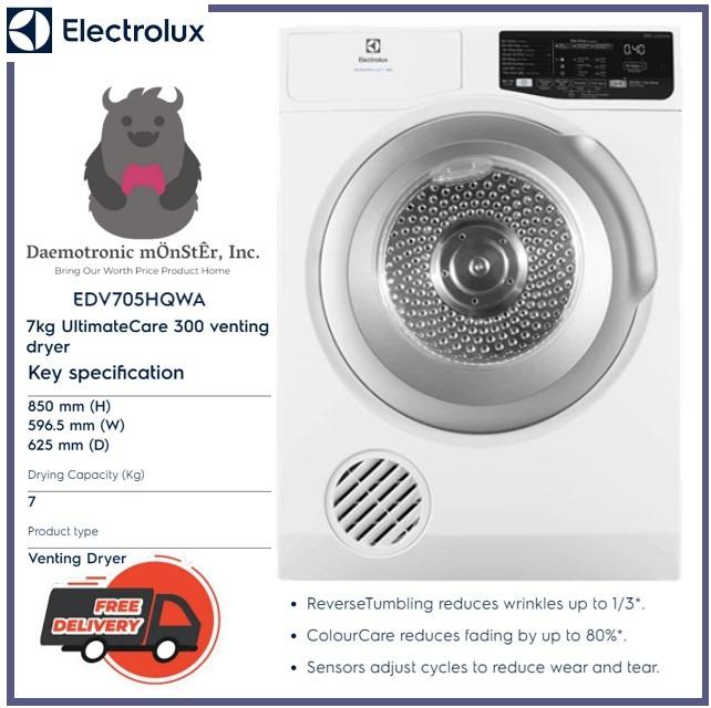 Electrolux EDV705HQWA / EDV805JQWA UltimateCare™ 300 Venting Dryer (7kg
