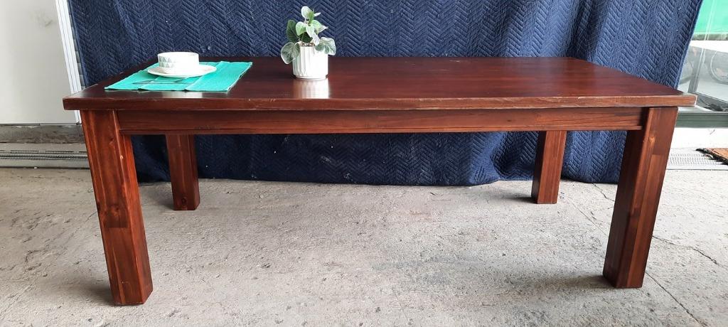 Farm Style Wooden Dining Table No. 2 (Category: Tables & Sets) located in Muntinlupa City. Submitted by aussie.surplustore (Listing ID 1164259509, Image 1). Description: Farm Style Wooden Dining Table No. 2 With minor marks and scratches Price: P15,500 **Chair and dinner setting not included** Dimension: Length: 210 cm Width: 102 cm Height: 77 cm 📌 Items are from Australia SURPLUS/USED or MALL PULL OUT Tested and Working 📍MODE OF PAYMENT: GCash