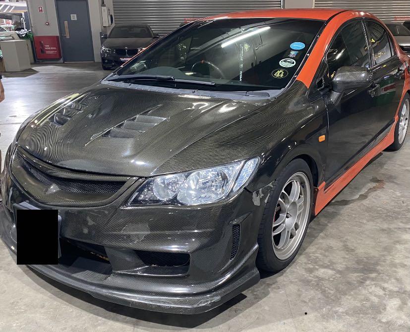Feels Replica Carbon Fibre CF Front Bumper Honda Civic FD Type R FD1 ...