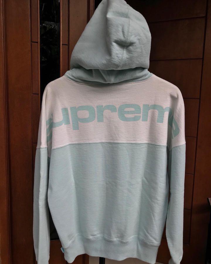Supreme blocked online hoodie ice blue