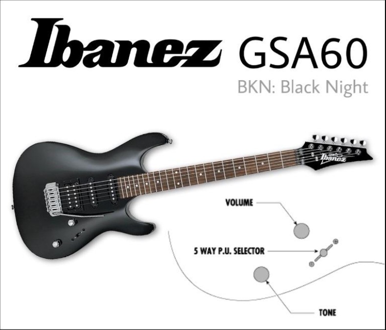 Ibanez GIO GSA60 Electric Guitar, Black Night (BKN), Hobbies & Toys ...