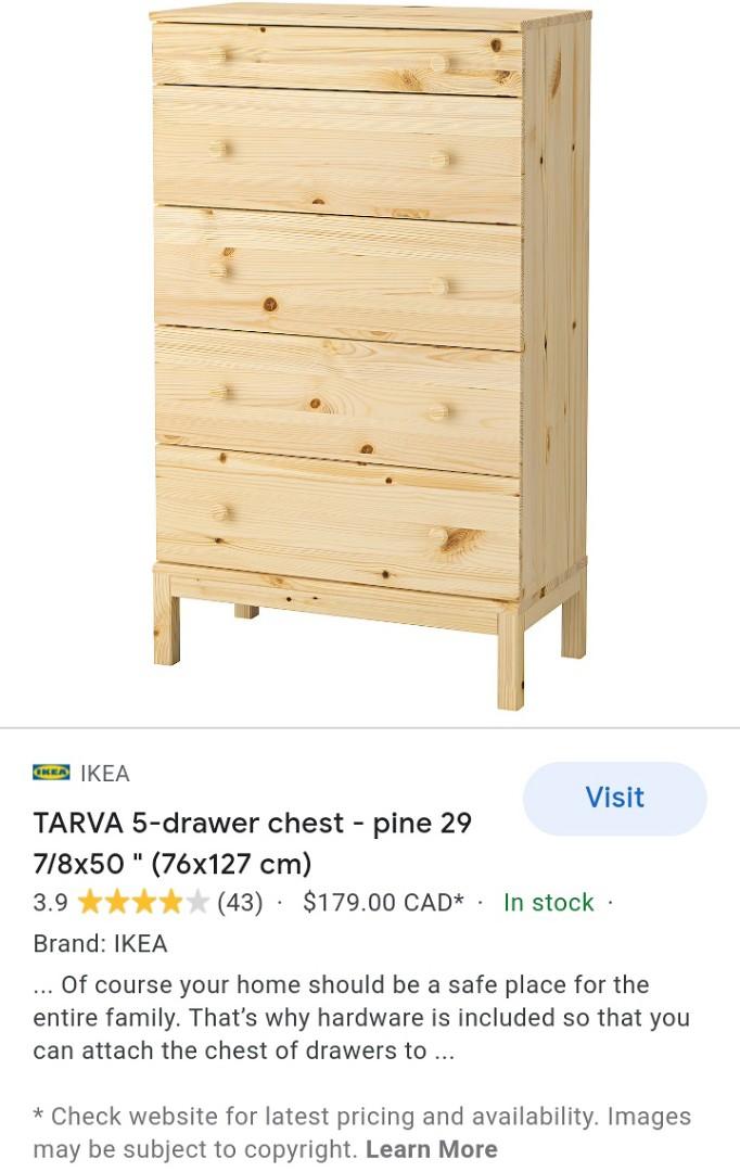 TARVA 5-drawer chest, pine, 29 7/8x50 - IKEA