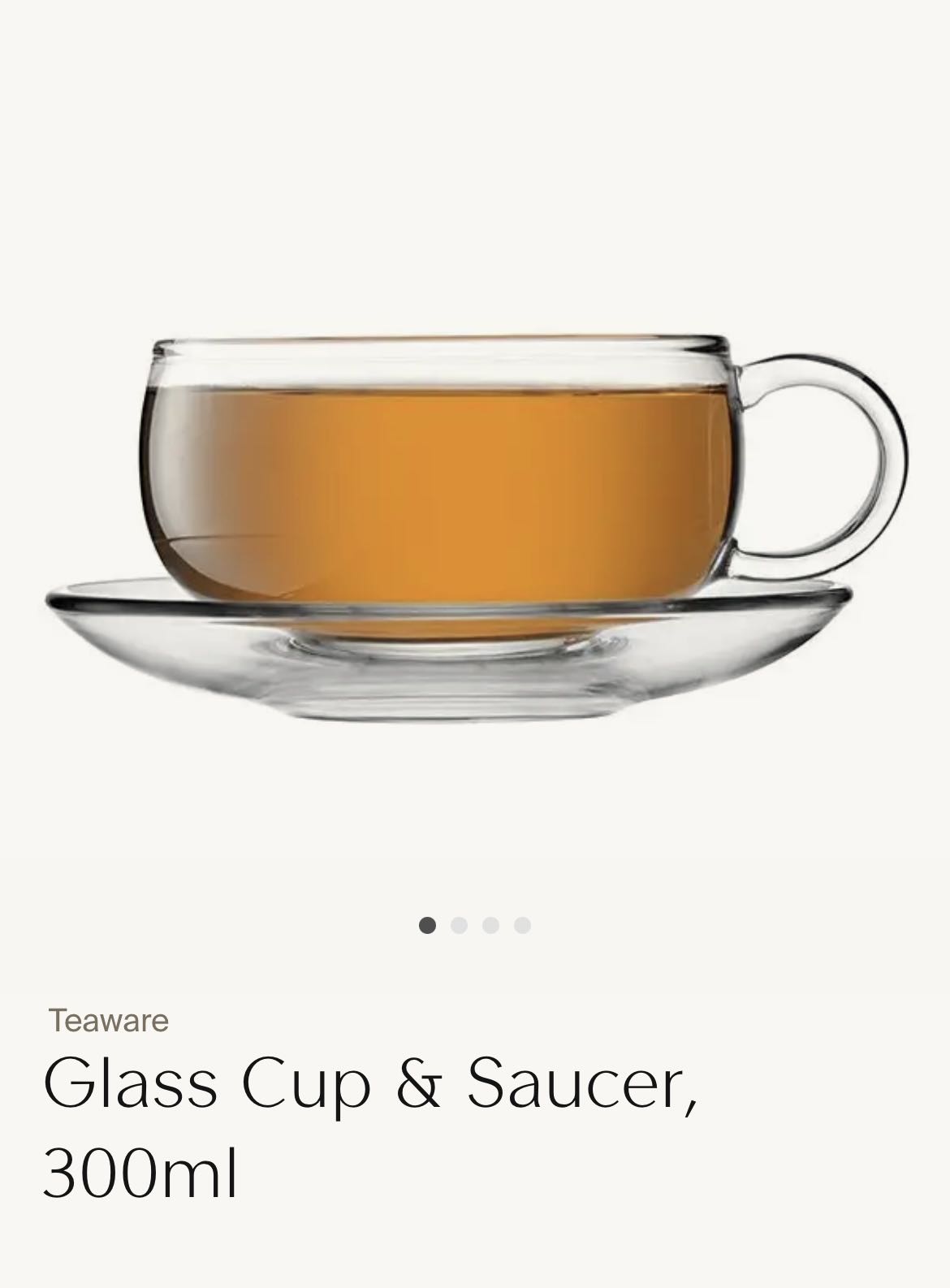 JING Glass Tea Cup and Saucer, Furniture & Home Living, Kitchenware