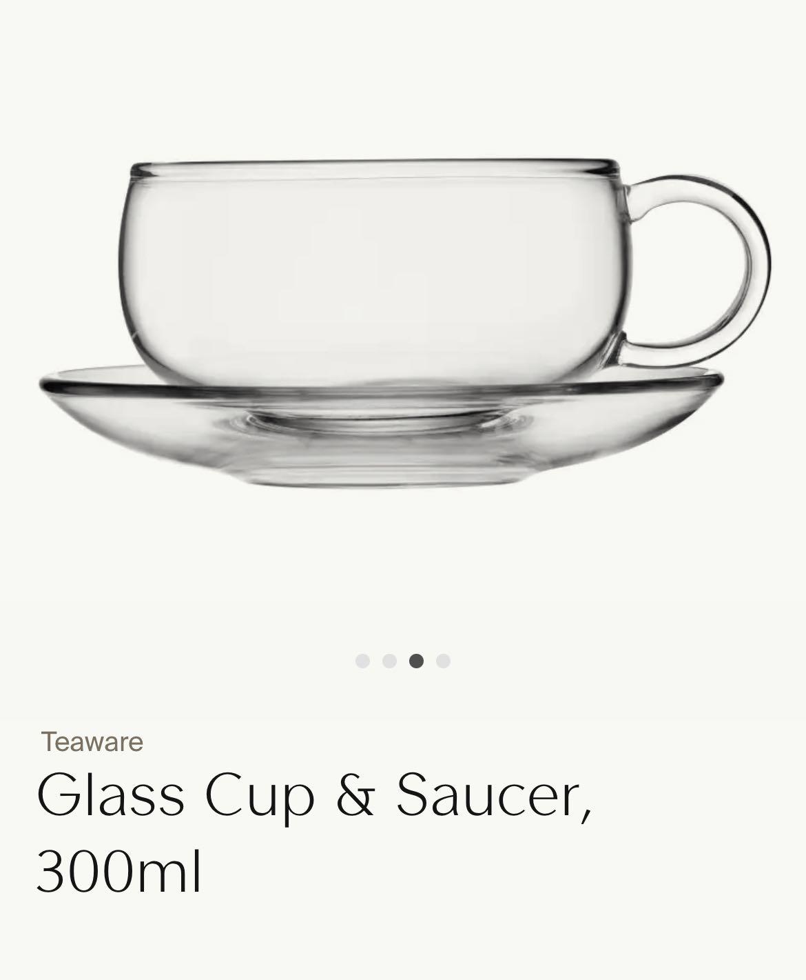 JING Glass Tea Cup and Saucer, Furniture & Home Living, Kitchenware