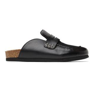 JW Anderson Black Leather Mule Loafers Size 10