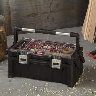 KETER 22-inch Cantilever Plastic Tool Box with Metal Latches