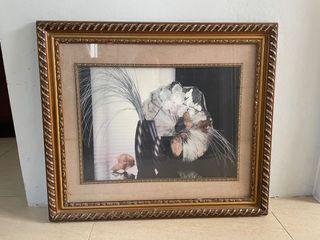 Large wall decor in vintage frame with glass