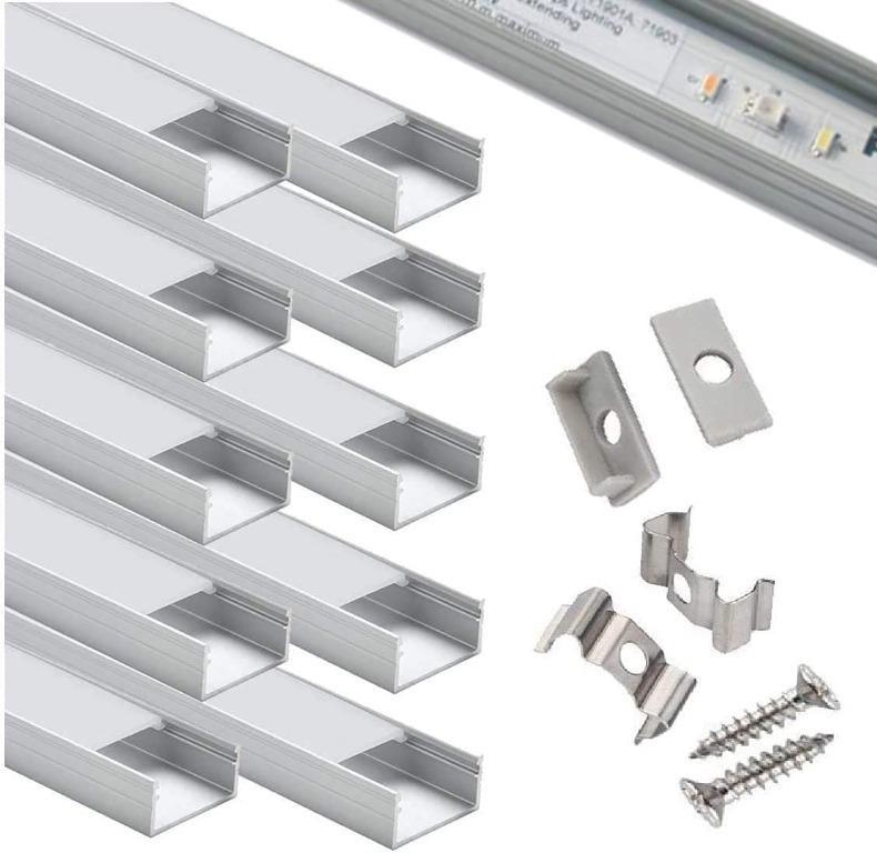 LED Aluminum Channel Wide,StarlandLed Aluminum Profile 10-Pack with  Complete Mounting Accessories for up to 16mm LED Strip Light, Furniture &  Home Living, Home Improvement & Organisation, Home Improvement Tools &  Accessories on