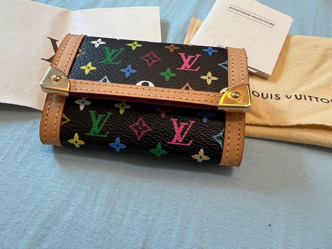 LOUIS VUITTON Multicolor Porte Monnaie Plat Coin Purse Black