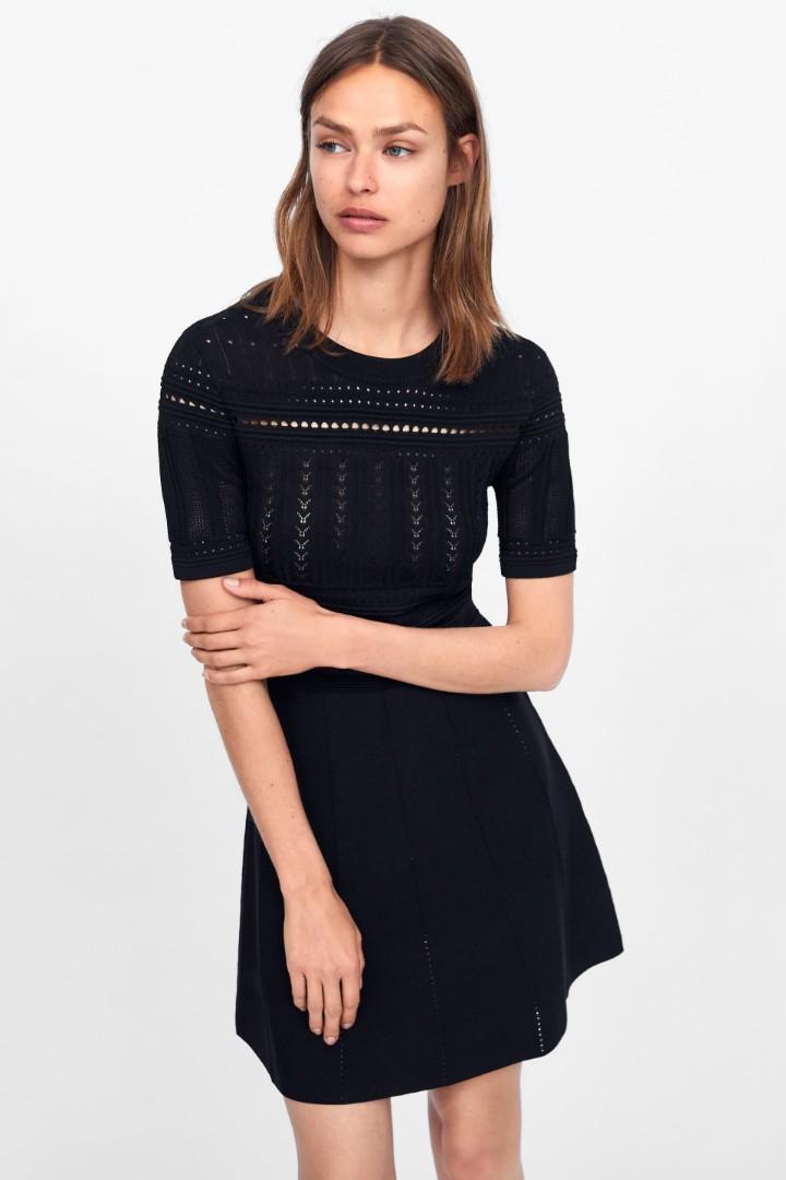 M Size: Zara Black Knitted Dress, Women 
