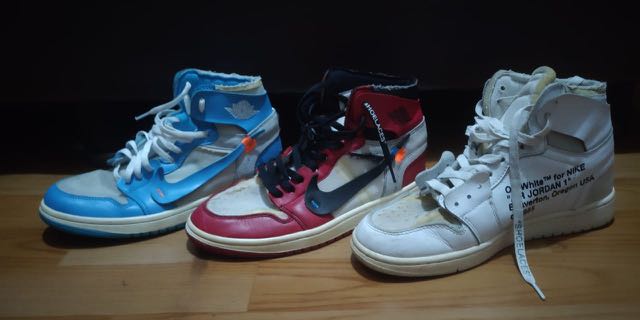 Nike air jordan collabs off white.. size 42 dan 43, Fesyen Pria, Sepatu ...