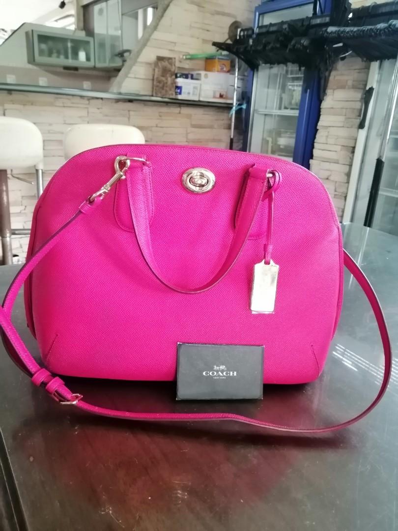 Preloved Authentic Coach Pink Mini Alma, Luxury, Bags & Wallets on Carousell