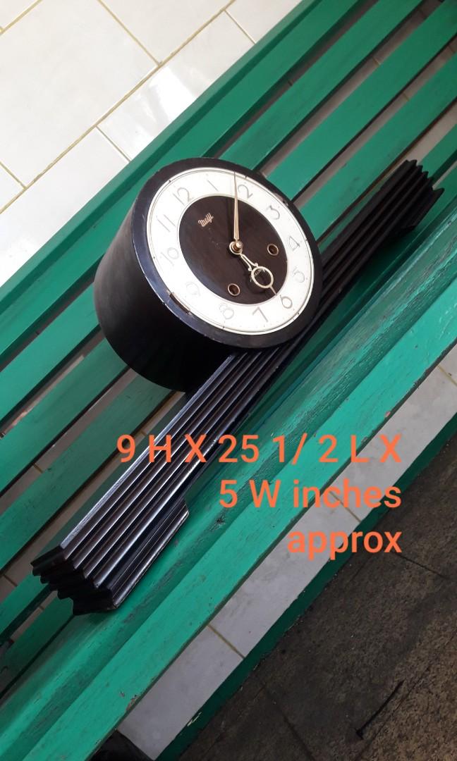Pendulum clock meiji (Category: Clocks) located in Caloocan City. Submitted by great_2003 (Listing ID 1164337238, Image 1). Description: good running condition 2. holes issue: door & glass made un japan mechanical hand wind with key as is only wysiwyg note. maalikabok nasa bodega.