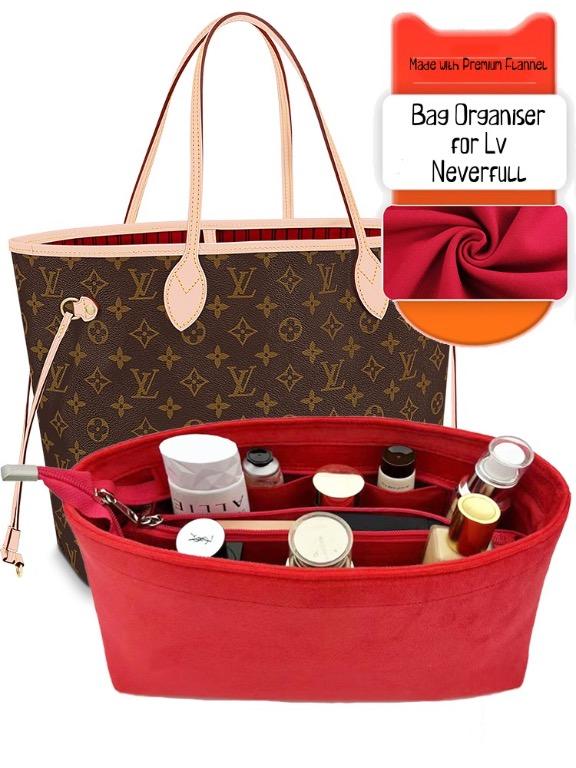 Suedette Regular Style Leather Handbag Organizer for Louis Vuitton Neverfull  PM / MM / GM in Red Color