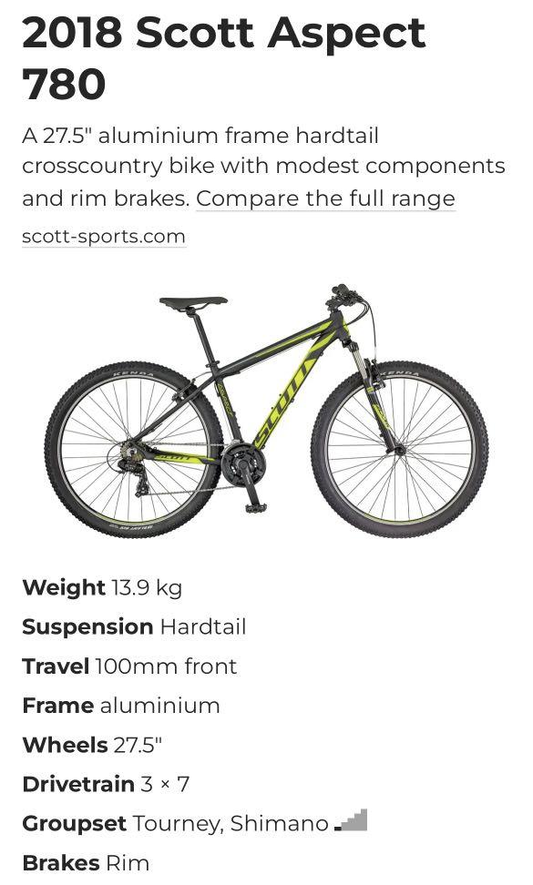 contrast Parameters kiespijn Scott Aspect 780, Sports Equipment, Bicycles & Parts, Bicycles on Carousell
