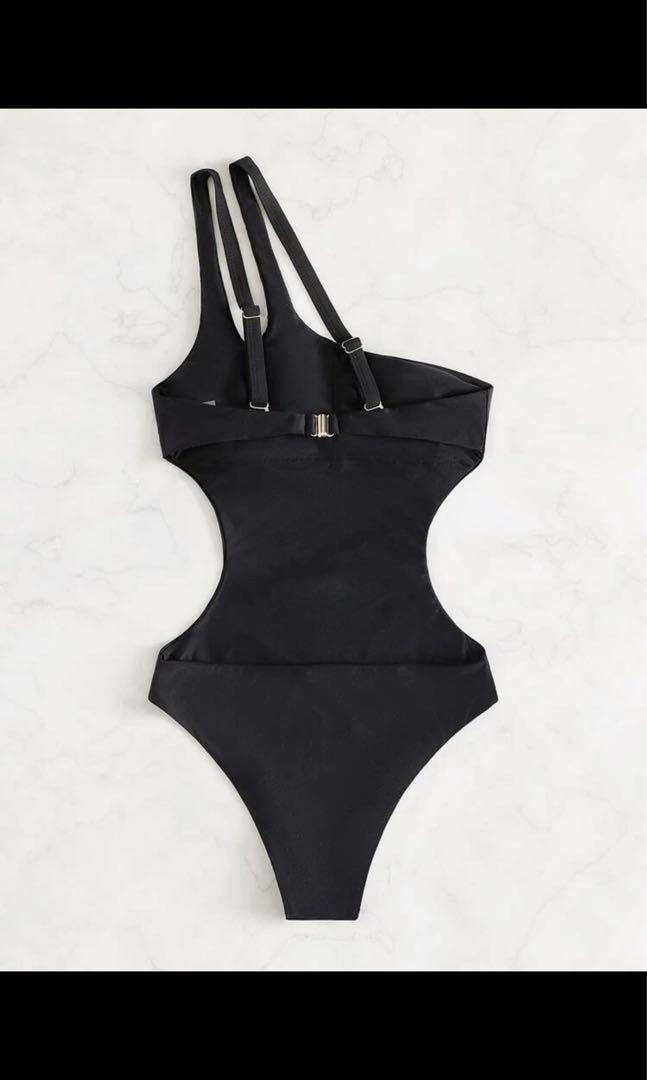 SHEIN Cut out side on shoulder One piece swimsuit, Women's Fashion