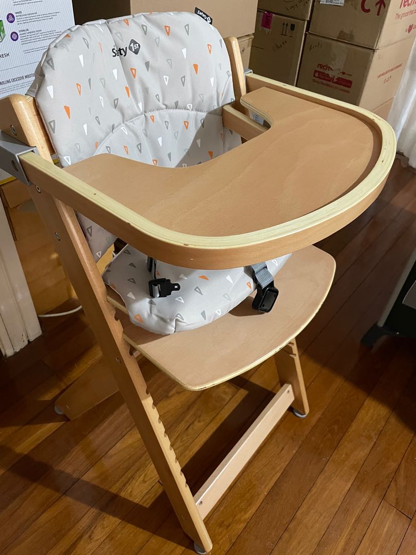 Timba safety first chair tray and grey cushion baby high chair , Babies