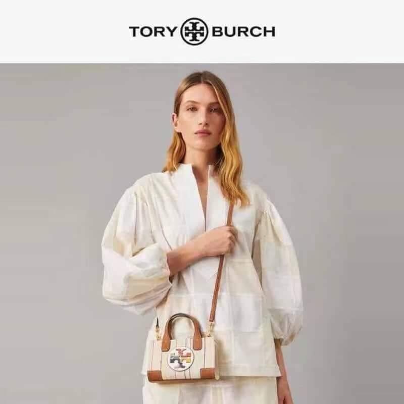TOR BURCH Ella Micro Tote Canvas Bag Pinstripe Natural, Women's Fashion,  Bags & Wallets, Cross-body Bags on Carousell
