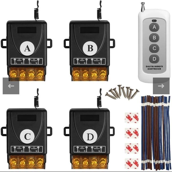 TSSS Warehouse Office Wireless Remote with 4 Receiver Set - RF 433Hz ...