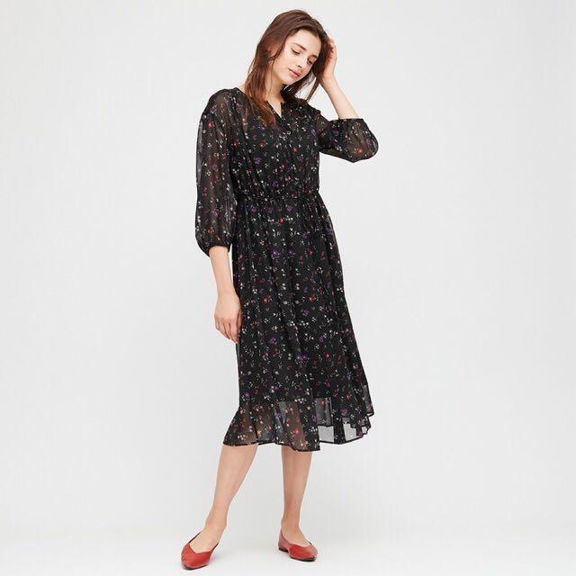 Uniqlo chiffon dress sale