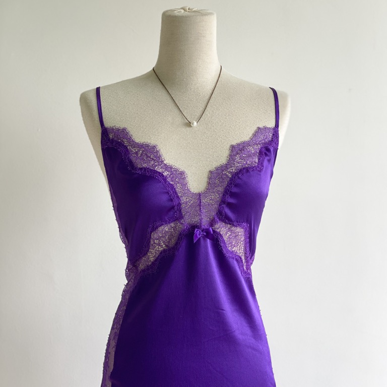 Victorias Secret Royal Purple Slip Vintage Lingerie Womens Fashion Dresses And Sets Dresses 9932