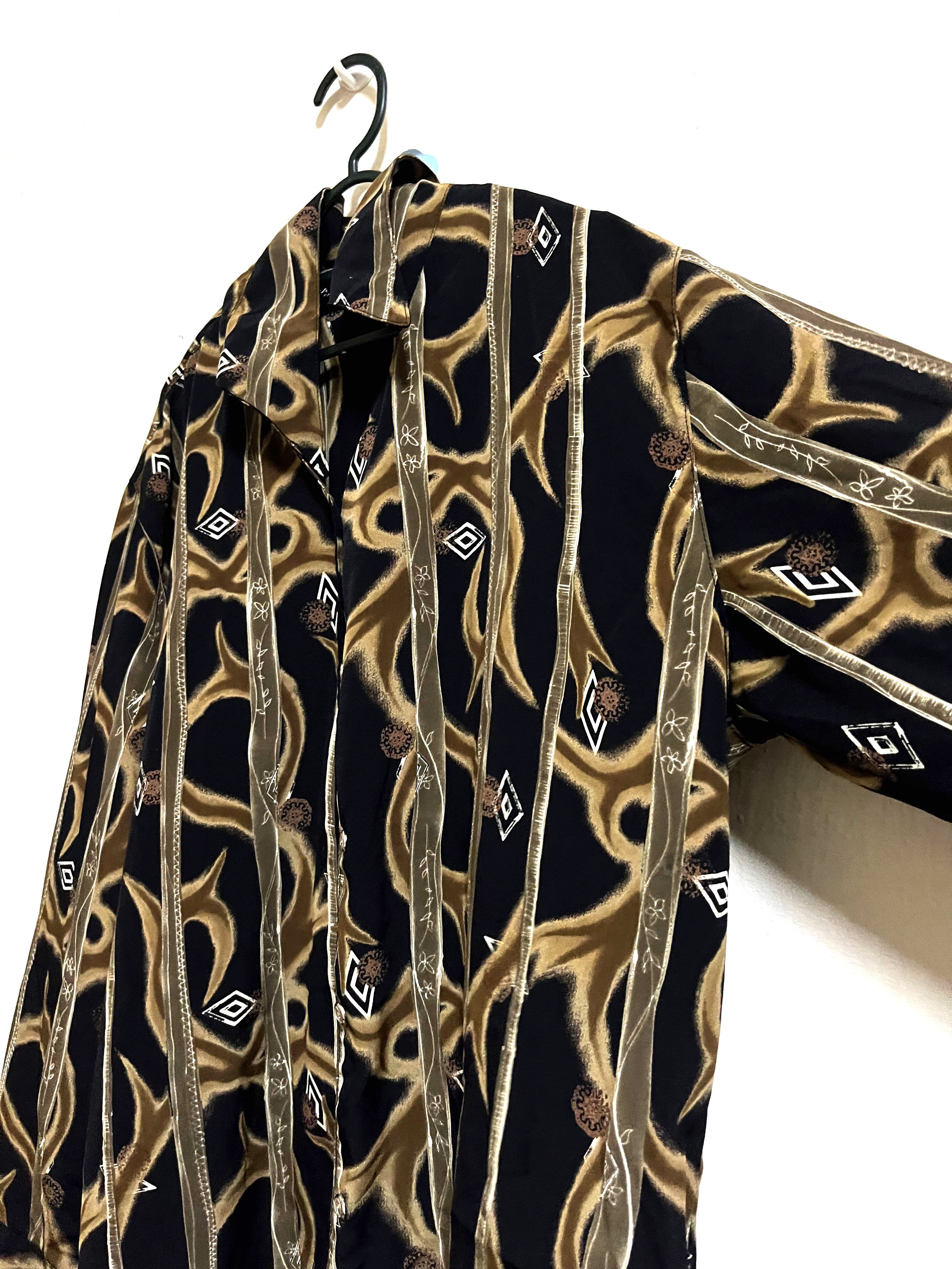Vintage Shirt Brown Black, Women's 