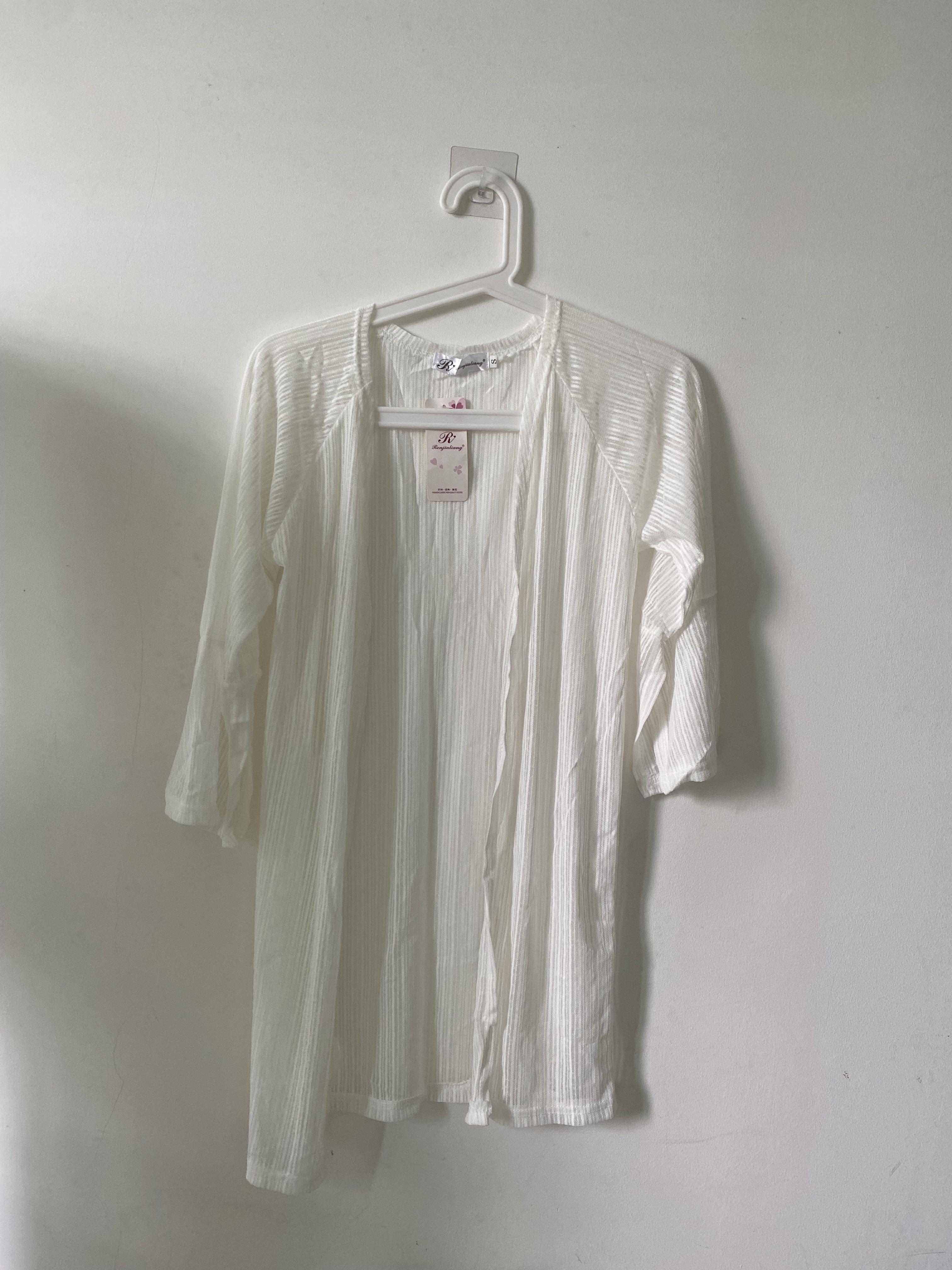 White three discount quarter sleeve cardigan